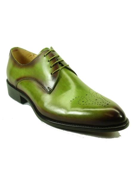 Mens Green Dress Shoes Mens Carrucci Lace-up Oxford