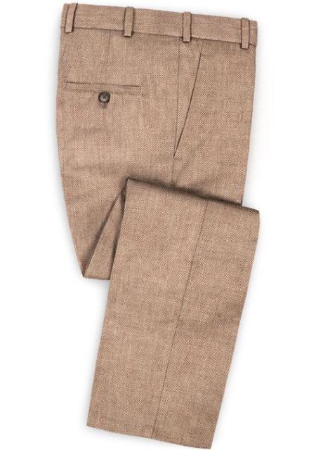 Men's Linen Fabric Pants Flat Front Spring Rose