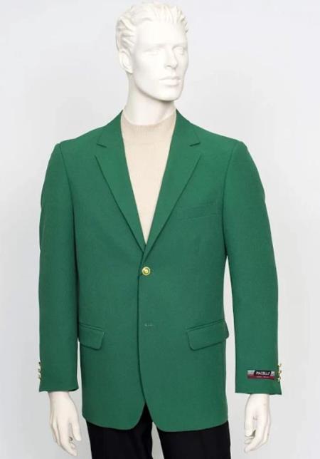 Poplin Fabric Pacelli Solid 2 Button Green Blazer BLAIR-70014