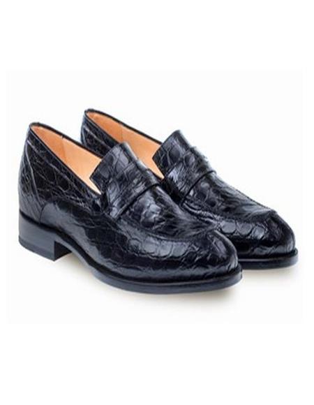 Mezlan Brand Mezlan Alligator Shoes - Mezlan Crocodile Shoes Men's Dress Shoes Sale Mezlan Men's Genuine Crocodile Black Classic Men's Stylish Dress Loafer