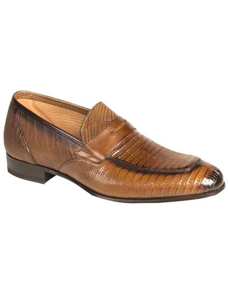 Two-Tone Full Leather Sole Genuine Lizard Skin Exotic Loafer