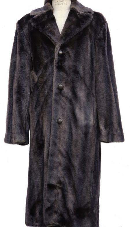 Faux Fur Overcoat - Long Top Coat Full length Coat Brown