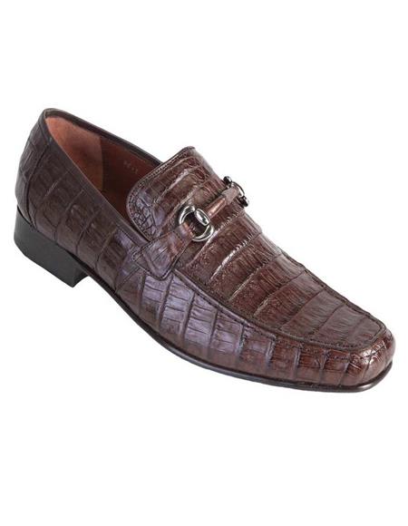 Men's Brown Genuine Caiman Crocodile Belly Shoes