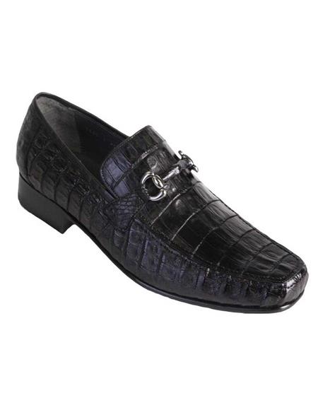 Men's Black Genuine Caiman Crocodile Belly Shoes