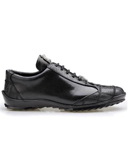 Men's Sneaker Black Ostrich and Calfskin Leather