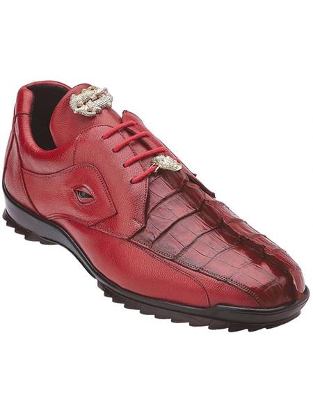 Men's Sneaker Red Crocodile and Soft Calfskin