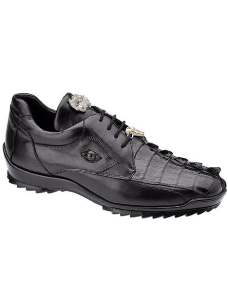 Men's Sneaker Black Crocodile and Soft Calfskin