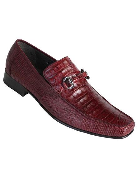 Men's Burgundy Genuine Caiman Belly and Lizard Slip On By Los Altos Boots