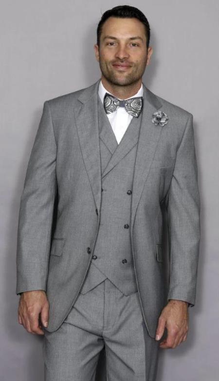 Classic Fit Suit Mens Side Vent 6 Button Vest Classic Fit  Suit