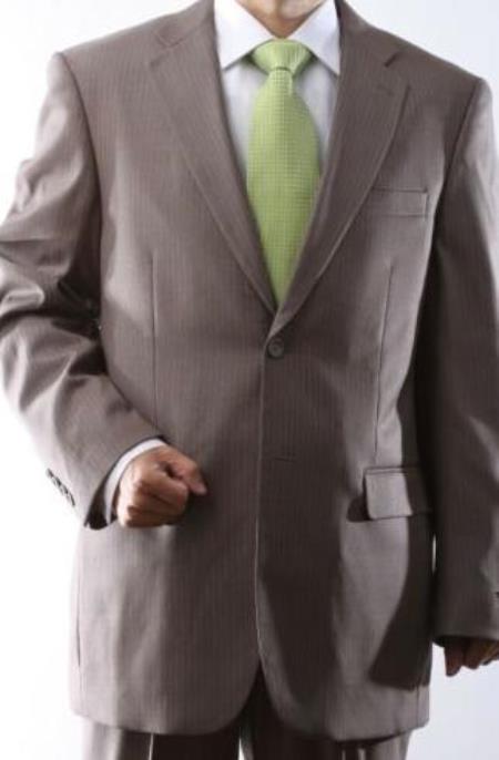 Men's 2 Button Tan Pinstripe Suit