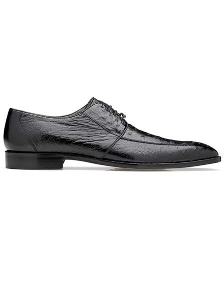 Men's Belvedere Black Genuine Ostrich Men's Lace Shoes