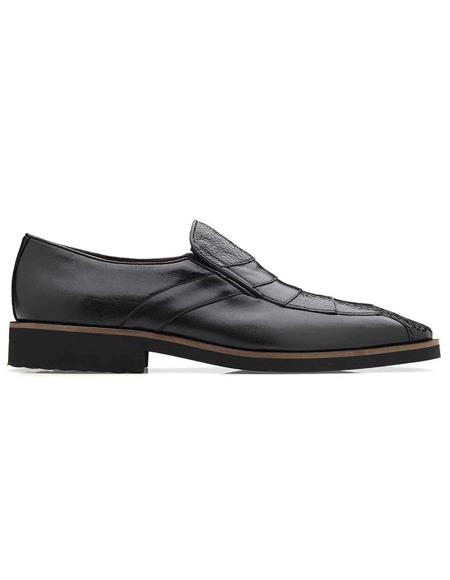 Men's Belvedere Black Ostrich and Soft Calf Shoes