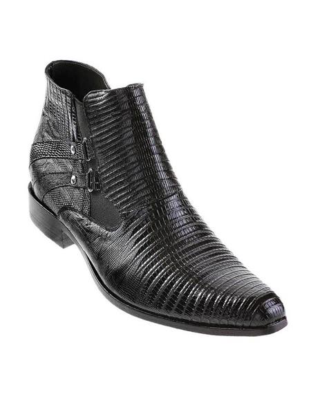 Mens Dress Ankle Boots Los Altos Boots Short Cowboy Boot - Western Ankle  Boots Exotic Skin + Black + Skin Type