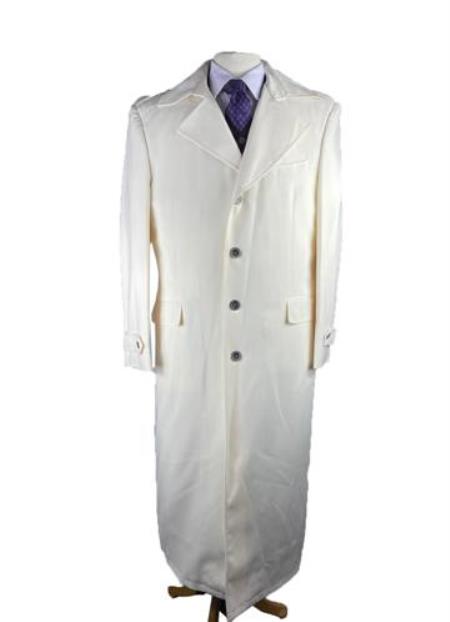 Men's White Duster Full Length Trench Coat For Men - White Coat