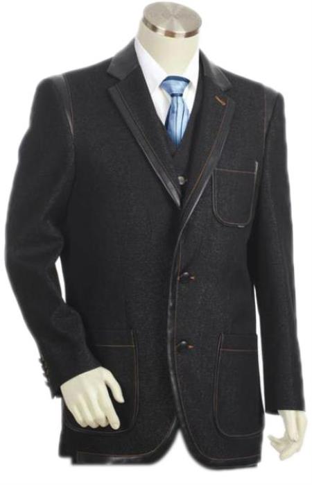 Style#-B6362 Men's 6 on 3 Double Breasted Denim Suit