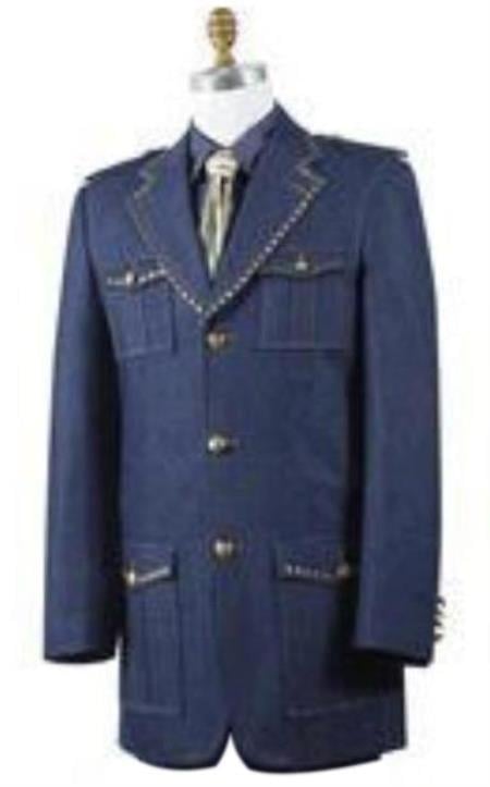 Men's Combination of denim fabric Denim blazer