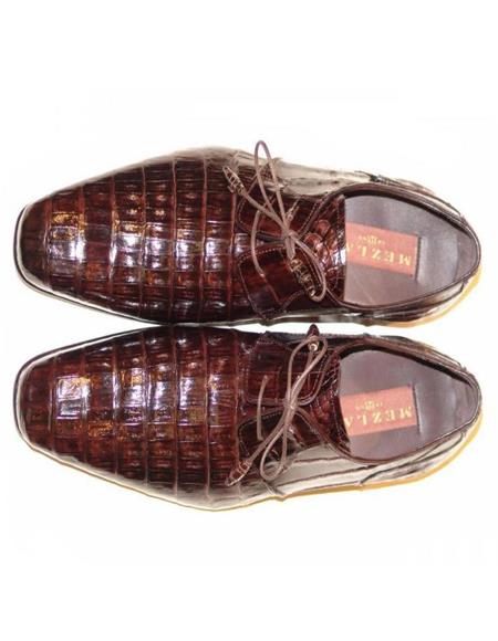 Mezlan Brand Mezlan Men's Dress Shoes Sale Men's Mezlan Brown Genuine Alligator Shoes