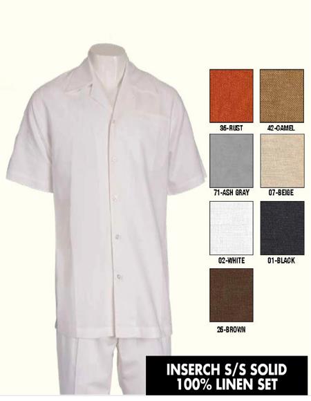 Men's White Giorgio Inserti matching linen shirt