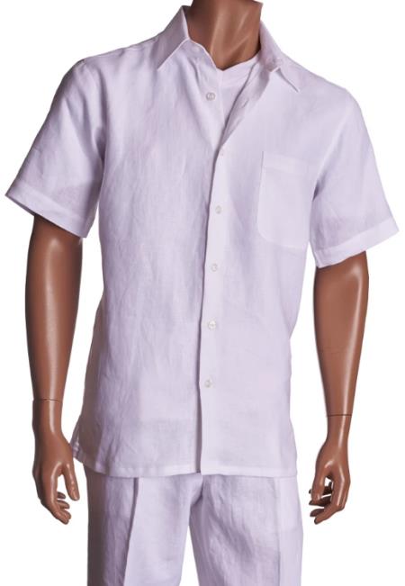 Men's White linen shirt/pant set Finer quality Shirt