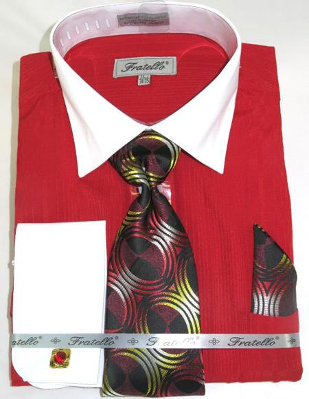 Red Colorful Men's Dress Shirt