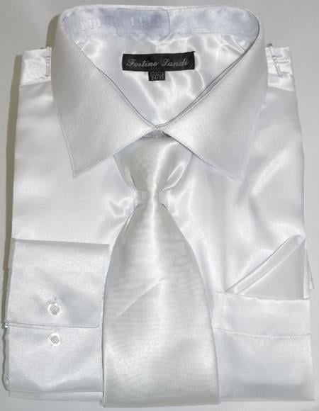 White Colorful Men's Dress Shirt