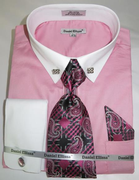Mens Fashion Dress Shirts and Ties Pink Colorful Men's Dress Shirt