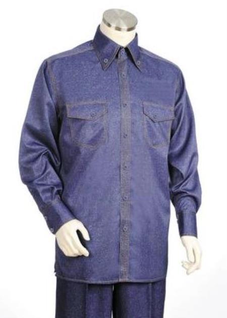 Blue Long Sleeve Walking Leisure Casual Suit For Sale