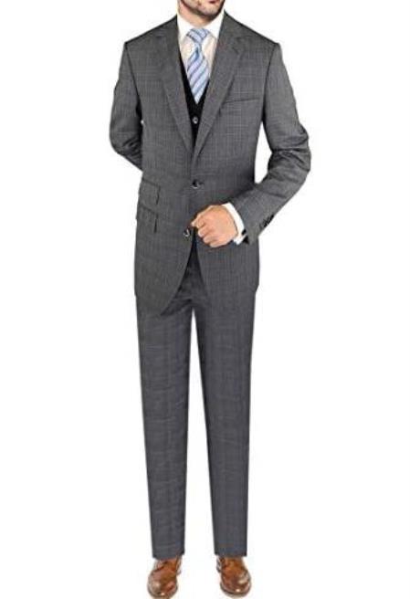 Slim Fit Suits Plaid Suit Charcoal