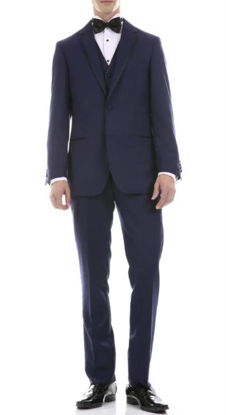 Men's Navy Slim Fit 3pc Tuxedo