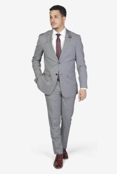 Men's 2-button Slim Fit Suit Light Grey