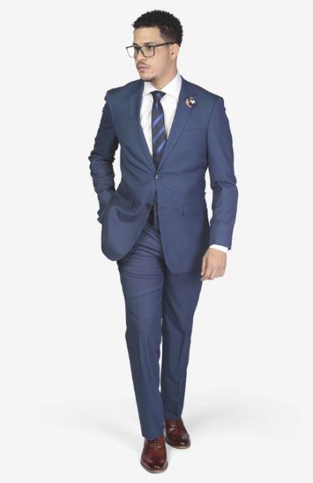 Men's 2-button Slim Fit Suit Blue