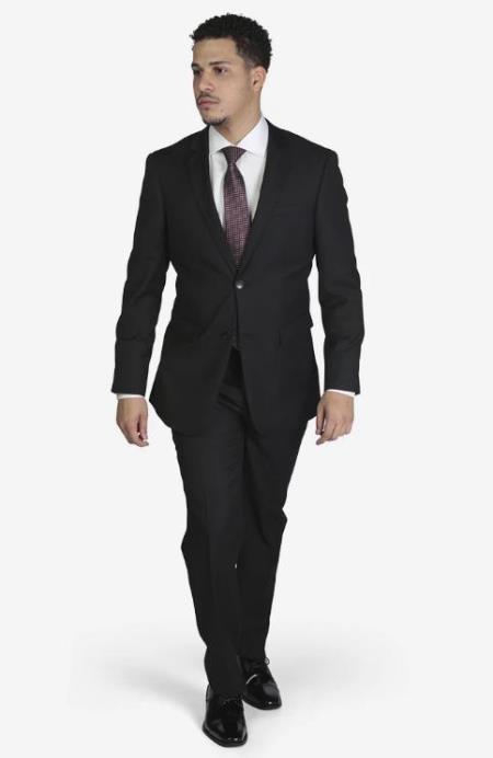 Men's  Black Pin Stripe 2-button Suit