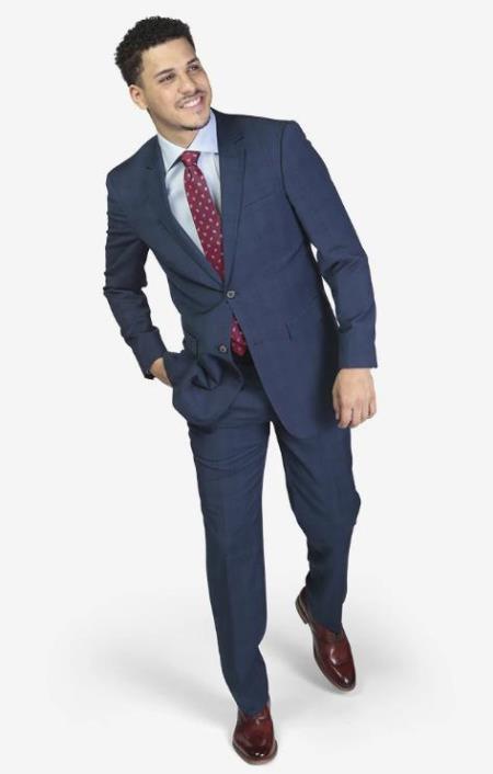Men's Slim Fit  Suit Blue Windowpane