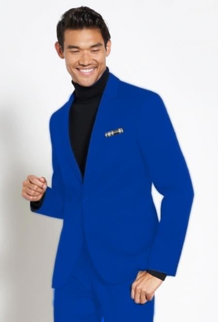 Turtleneck Suit + Free Turtleneck Sweater Package Blue Mens Suit
