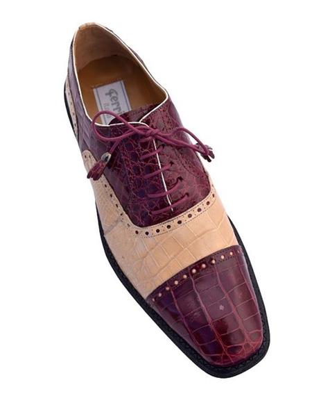 Men's Ferrini Brand Shoe Men's Burgundy Color Alligator Shoes
