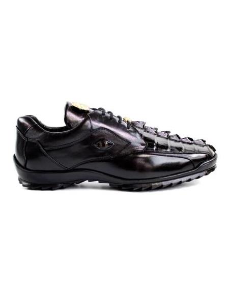 Men's Leather Lining Genuine Caiman Crocodilus and Soft Calf