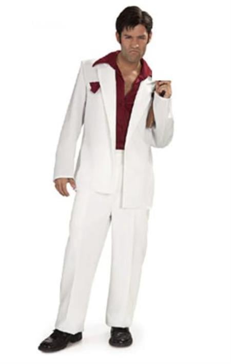 Tony Montana Suit Scarface White Suit White One Chest Pocket Scarface Suit + Red Shirt