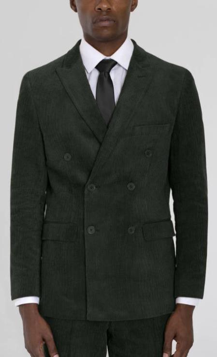 Mens Corduroy Suit Mens Forest Green Corduroy Six Button Suit