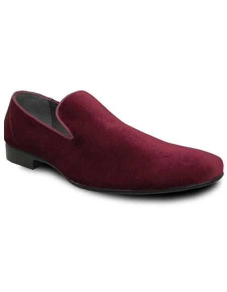 Men's Burgundy Velvet Shoes