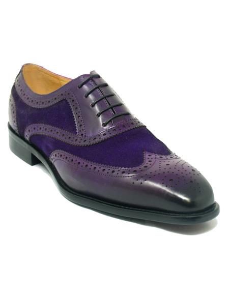 Wingtip Shoe - Two Toned Shoe - Lace Up Shoes - Carrucci Shoes - Leather Shoes - Carrucci Brand Shoes + Purple