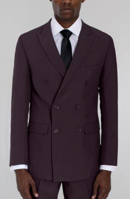 Men's Burgundy Double Breasted Suit
