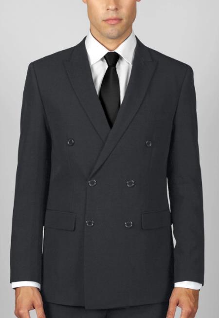 Men's Charcoal Grey Double Breasted Suit