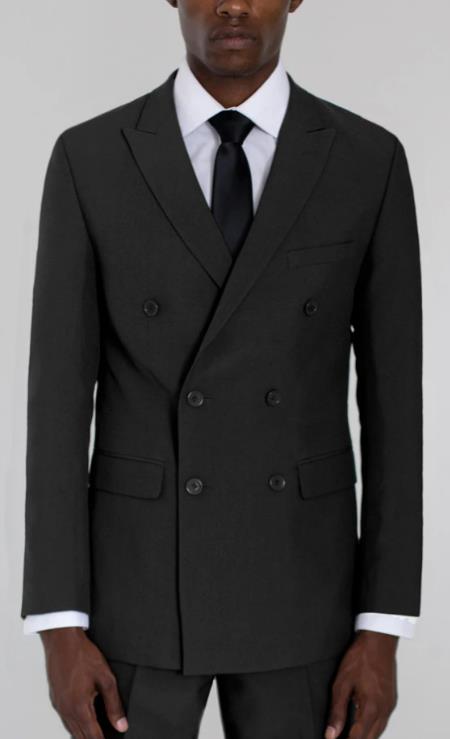 Men's Black Double Breasted Suit