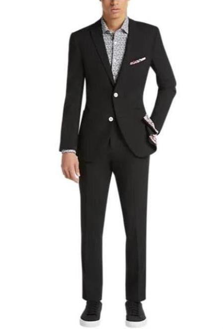 Black and White Buttons Suit - 2 Button Slim Fit Suit