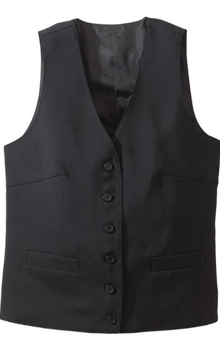 WoMen's V-neckline Vest 6 Buttons - Black