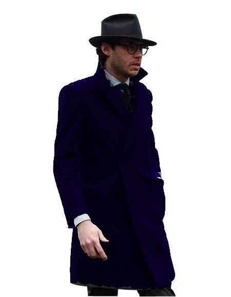 Double Breasted - Three Quarter Coat - Cashmere and Wool Topcoat + Style# Manhattan Navy Blue