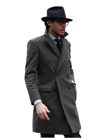 Double Breasted - Three Quarter Coat - Cashmere and Topcoat + Style# Manhattan Charcoal