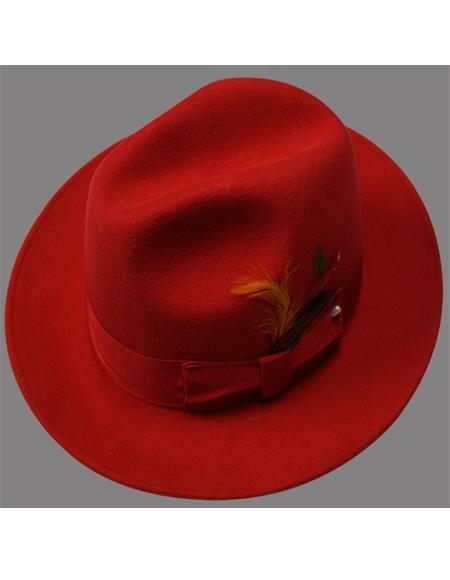 Untouchable Hat - Fedora Men's Hat Red