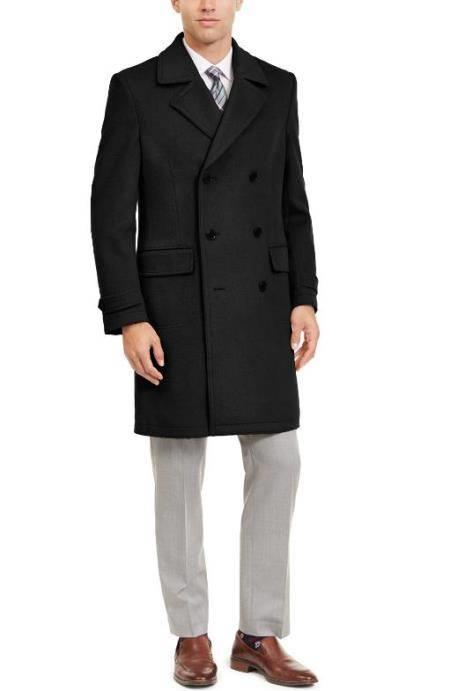Style# Manhattan 34 Inch Double Breasted Men's Overcoat - Men's Topcoat
