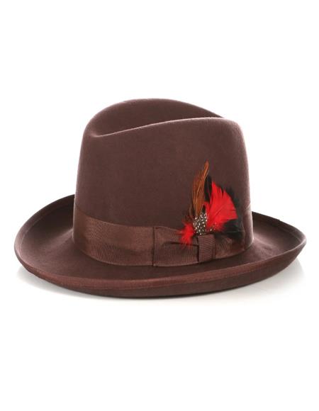 1920s Men's Hat - Gangster Hat - 20s Dress Hat Brown